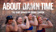 About Damn Time film thumbnail featuring four women river guides flexing their muscles