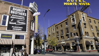 Corner of Aspen Ave. and San Francisco Street in historic downtown Flagstaff, Arizona.