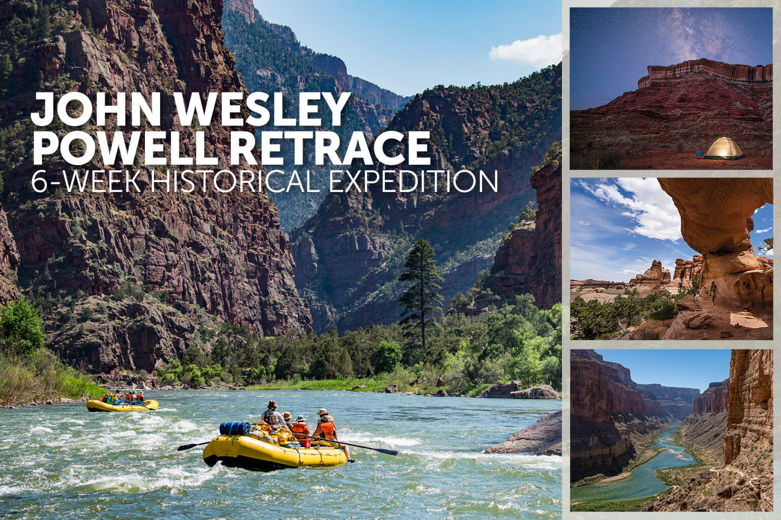 Graphic of the Green and Colorado Rivers promoting John Wesley Powell Retrace trip
