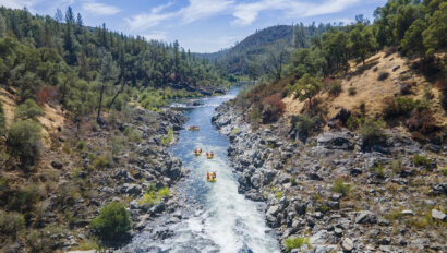 OARS rafts floating down the South Fork American River